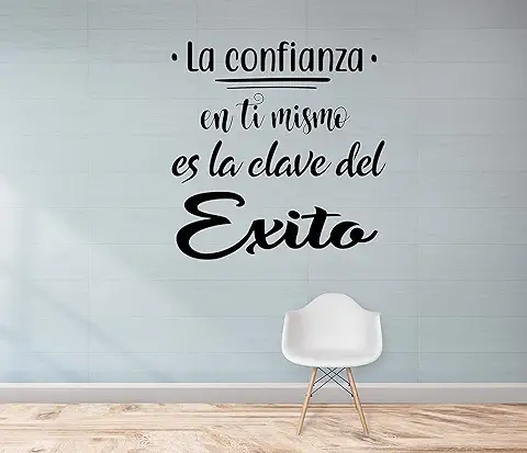 CrisPhy® Frase Vinilo"La Confianza en ti Mismo es la Clave del Exito" Vinilos Decorativos, Pegatina Frases Motivadoras para Pared. Pegatinas para Decorar Habitaciones Frases (Alto 110cm por 110cm)  