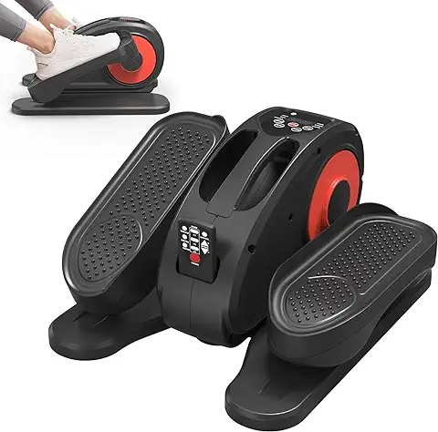 Ejercitador de Pedal Elíptico, Entrenador Elíptico Debajo del Escritorio con Pantalla Control Remoto Pedal Antideslizante, Mini Elíptica Portátil de Velocidad Ajustable para Gimnasio en Casa Oficina  