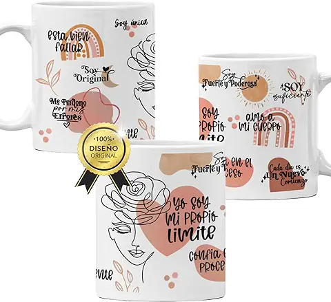 Tazas Frases Motivadoras. Regalo para Compañera de Trabajo - Tazas con Frases, para Mujeres Únicas y Empoderadas - Tazas con Frases Motivadoras - Regalo Chica (1 Taza, Diseño Envolvente)  